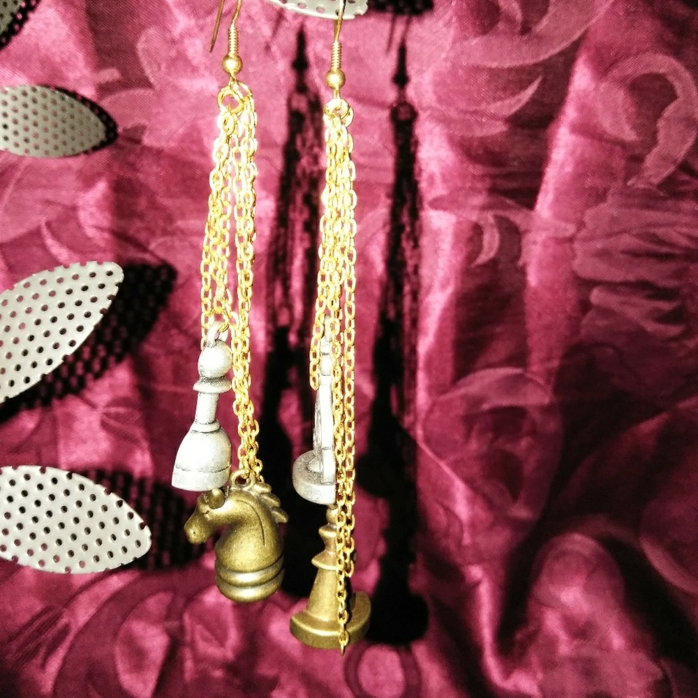 Chess piece earrings